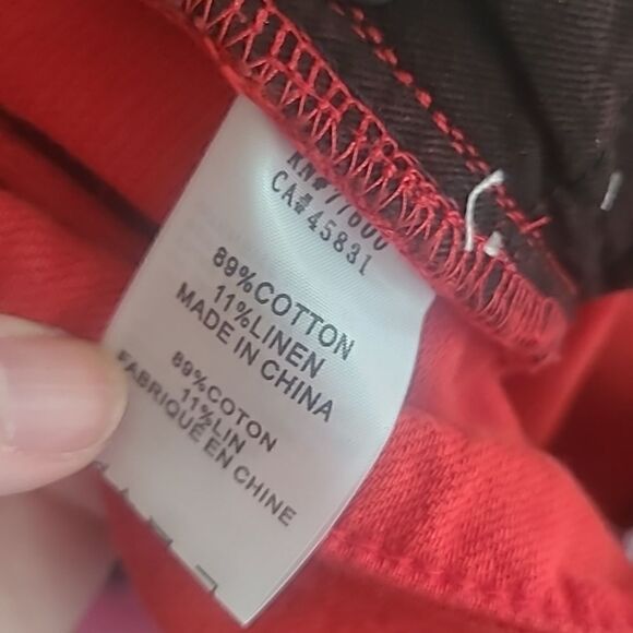 💲2️⃣0️⃣ Bundled ✔️Linen Blend Sandrine Rose Boutique sz 30 Red Pants - Picture 13 of 17